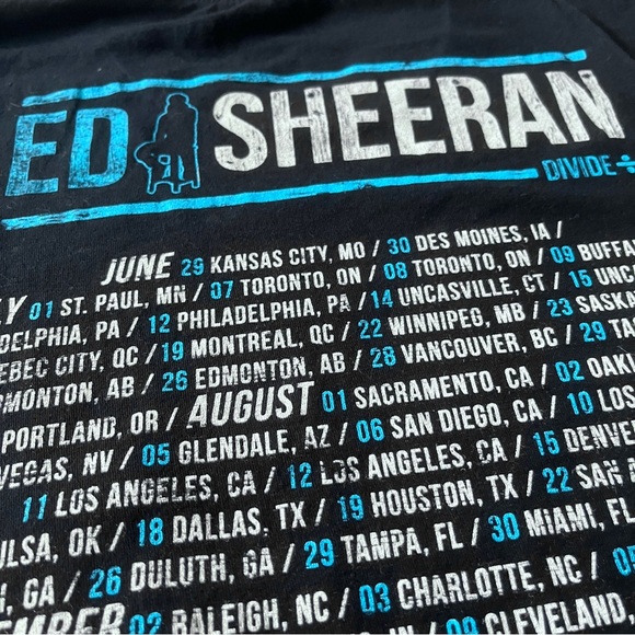 Ed Sheeran Divide Tour Black Tee Shirt - Picture 5 of 5